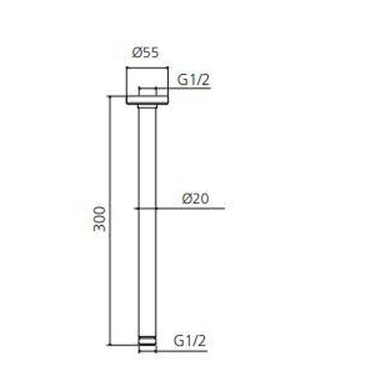 Oliveri Rome Ceiling Mounted Shower Arm - Brushed Nickel - Image 2