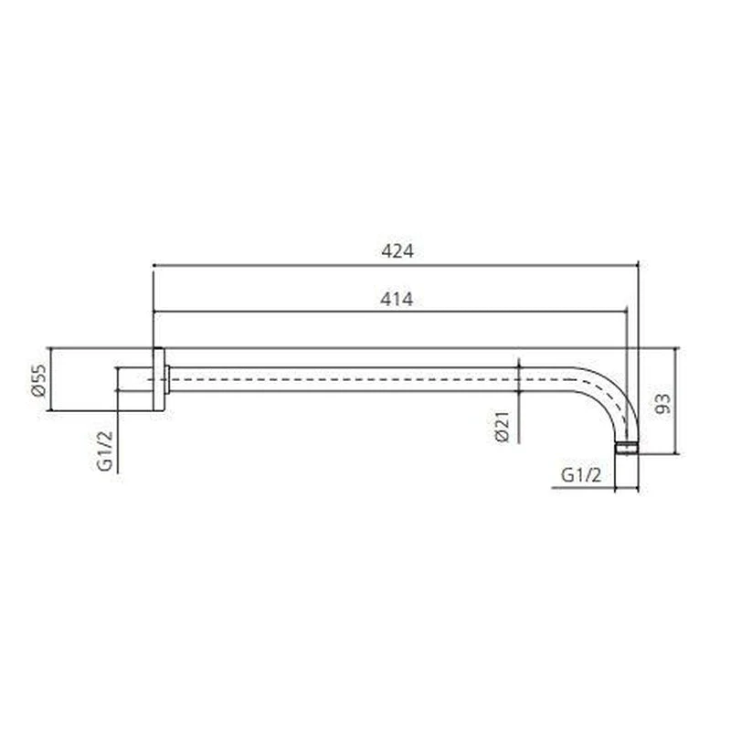 Oliveri Rome Wall Mounted Shower Arm - Brushed Nickel - Image 2