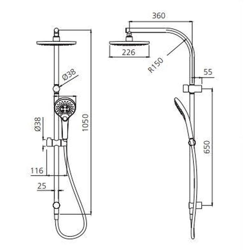Oliveri Rome Dual Shower Set - Chrome - Image 2