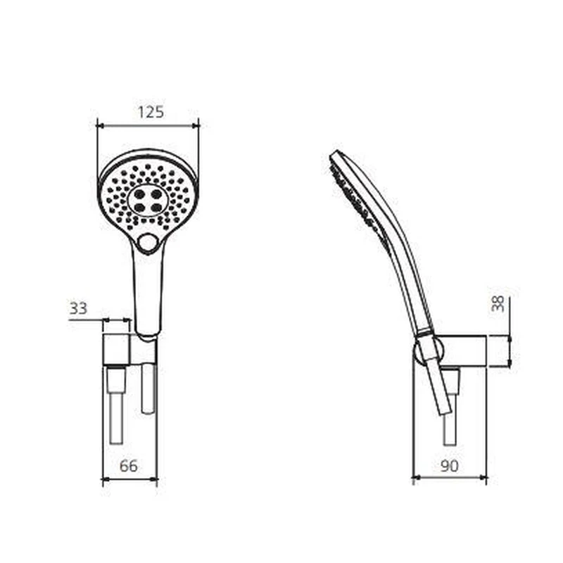 Oliveri Rome Hand Shower With Bracket - Chrome - Image 2