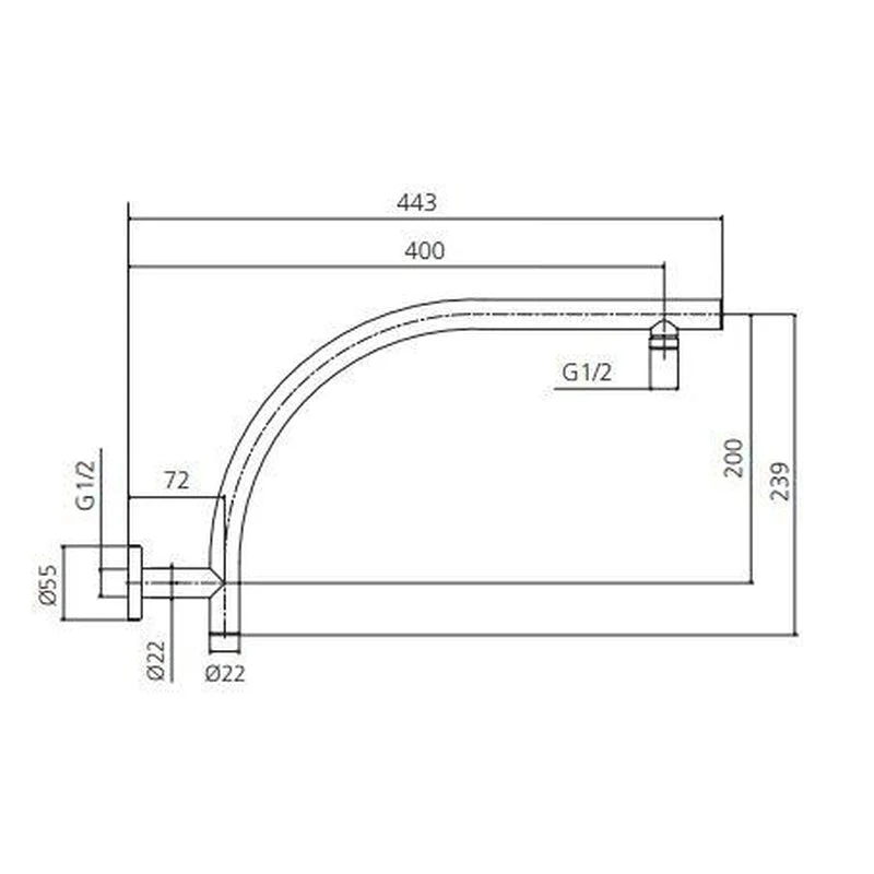 Oliveri Rome Raised Wall Mounted Shower Arm - Black Matte - Image 2