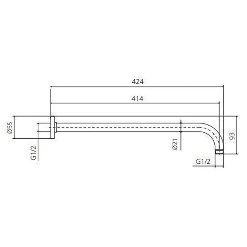Oliveri Rome Wall Mounted Shower Arm - Black Matte - Image 2