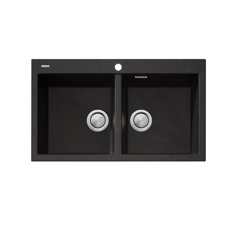 Oliveri Santorini Double Bowl Topmount Sink - Black