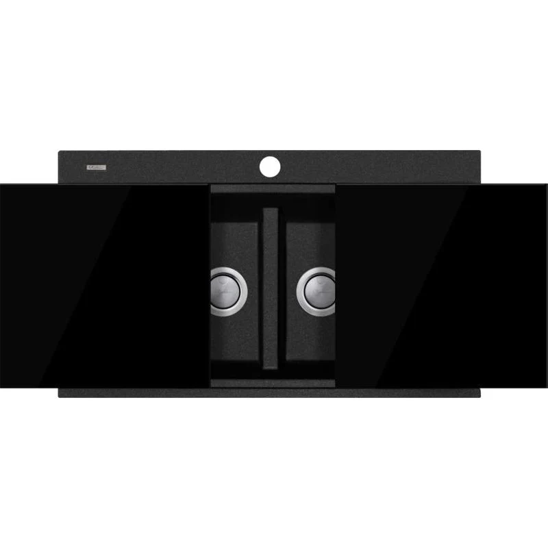 Oliveri Santorini Double Bowl Topmount Sink with Glass Top - Black