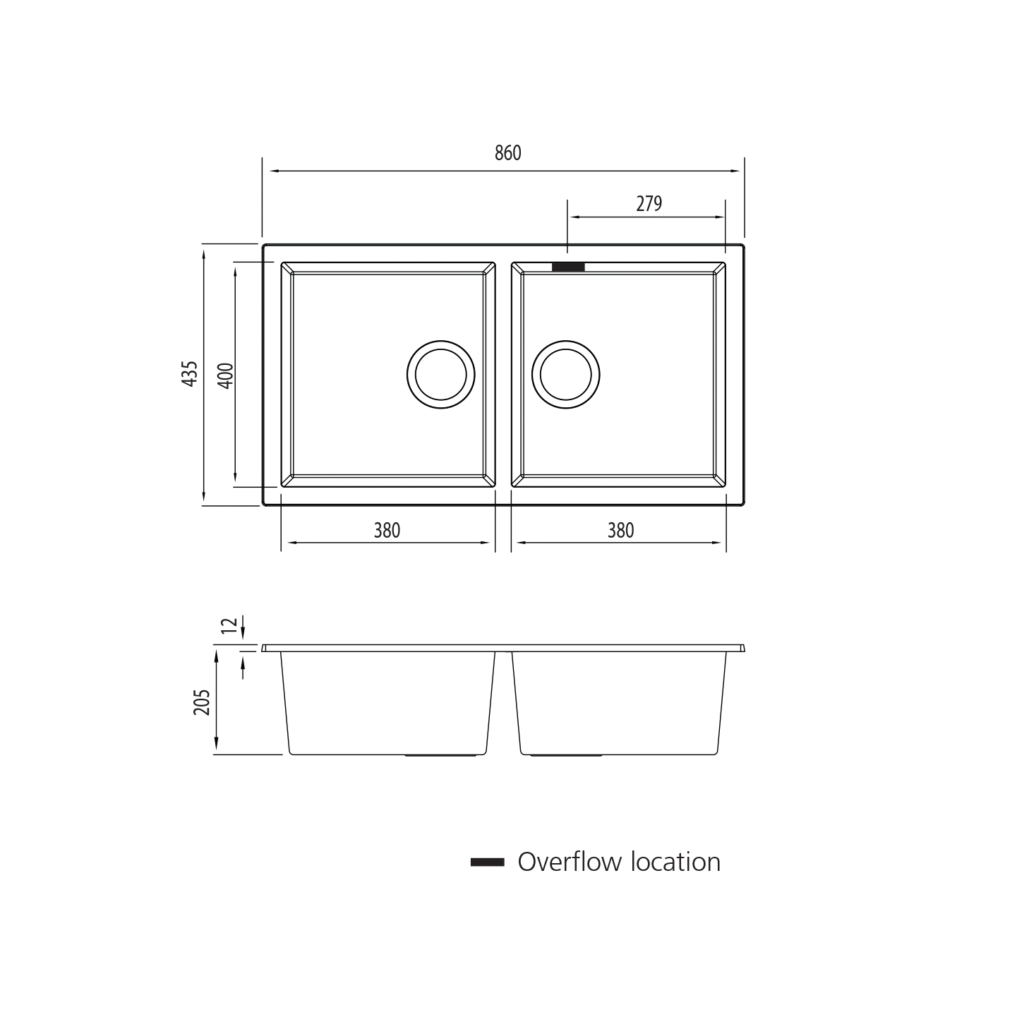 Oliveri Santorini Double Bowl Undermount Sink - Black - Image 2