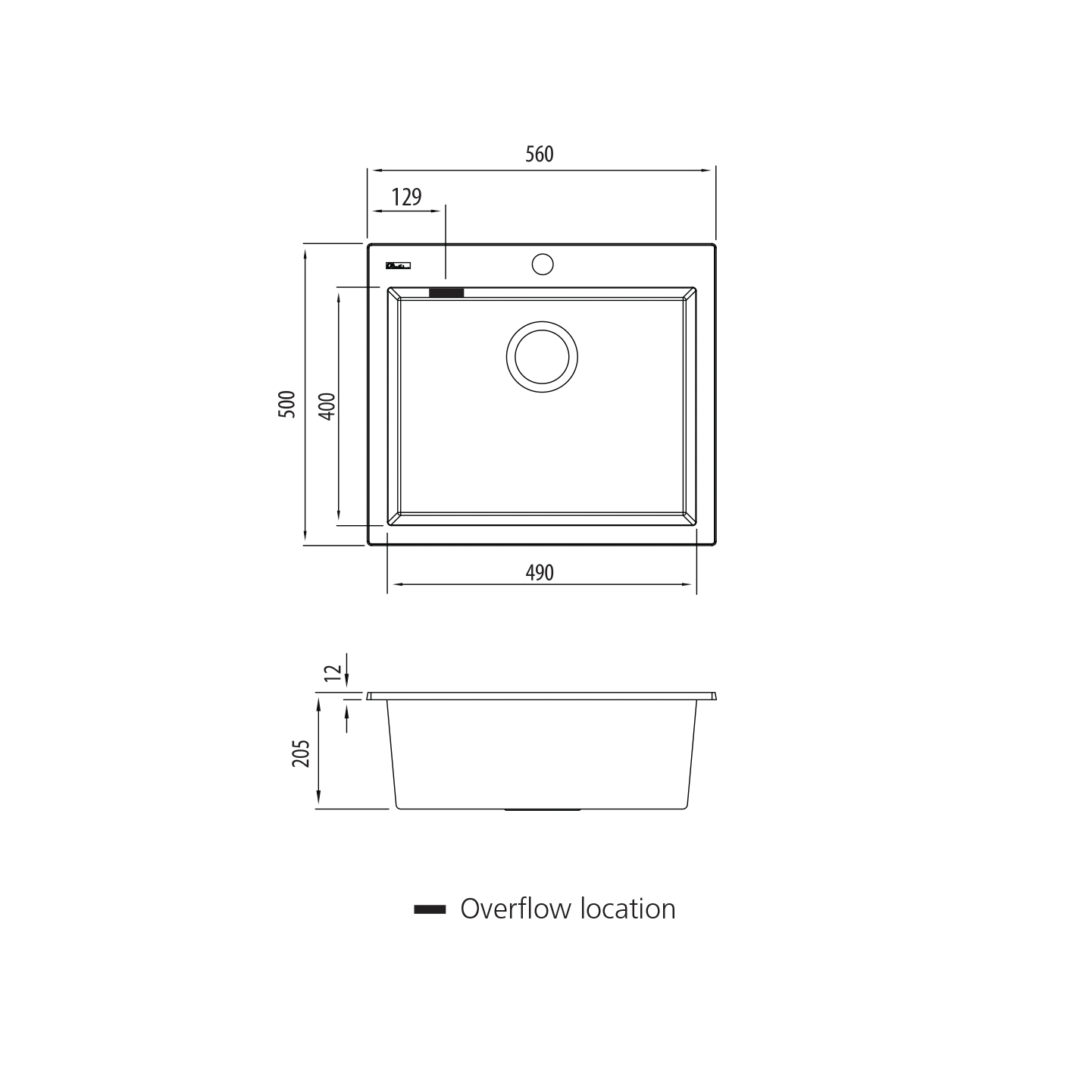 Oliveri Santorini Large Bowl Topmount Sink - Black - Image 2
