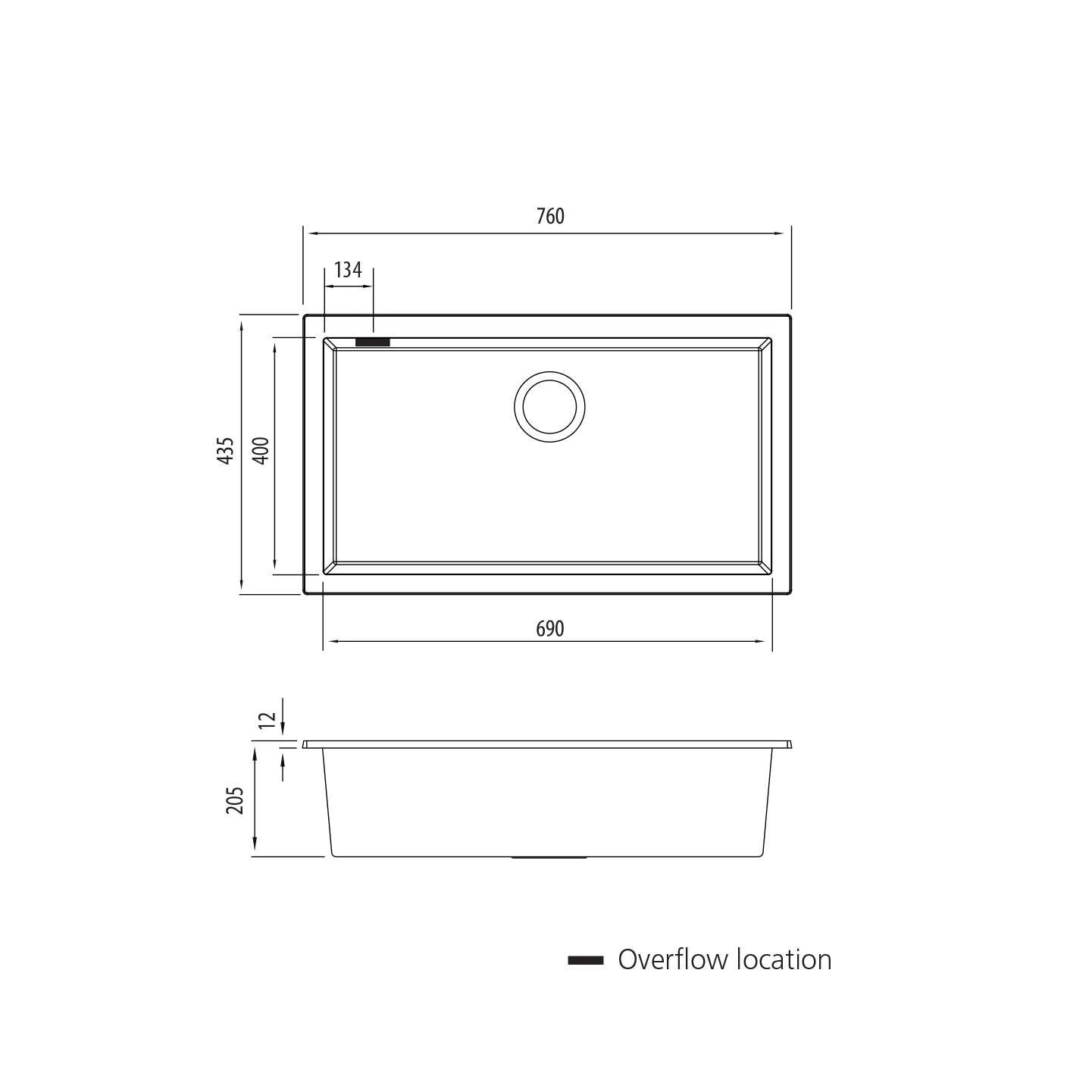 Oliveri Santorini Mega Bowl Undermount Sink - Black - Image 2