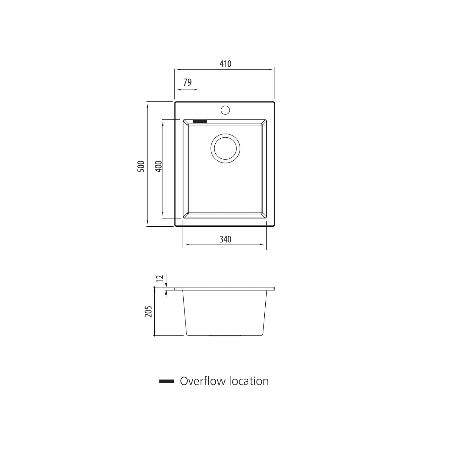 Oliveri Santorini Standard Bowl Topmount Sink - Black - Image 2