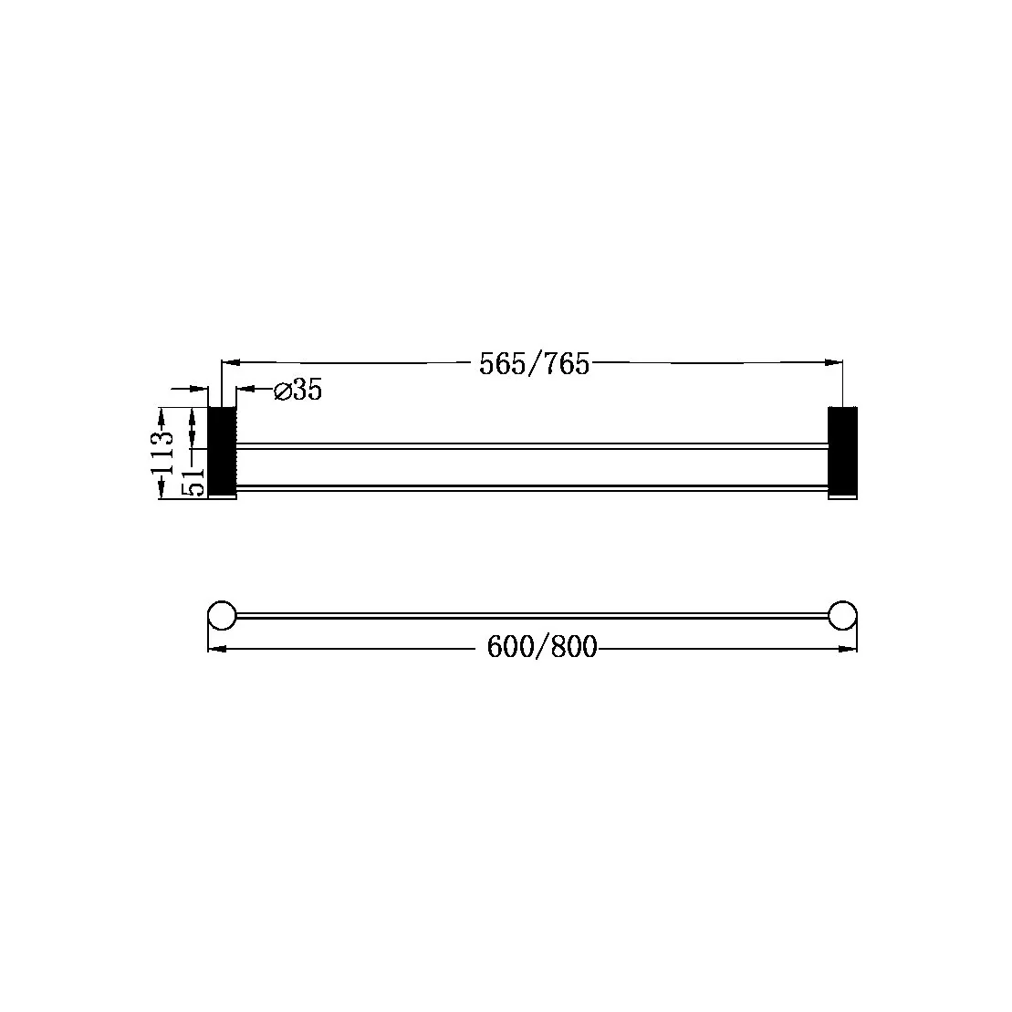 Nero Opal Double Towel Rail - Brushed Nickel - Image 4