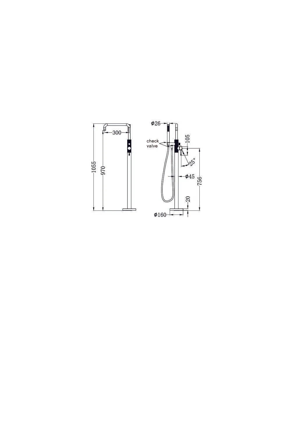 Nero Opal Freestanding Bath Mixer With Hand Shower - Graphite - Image 4