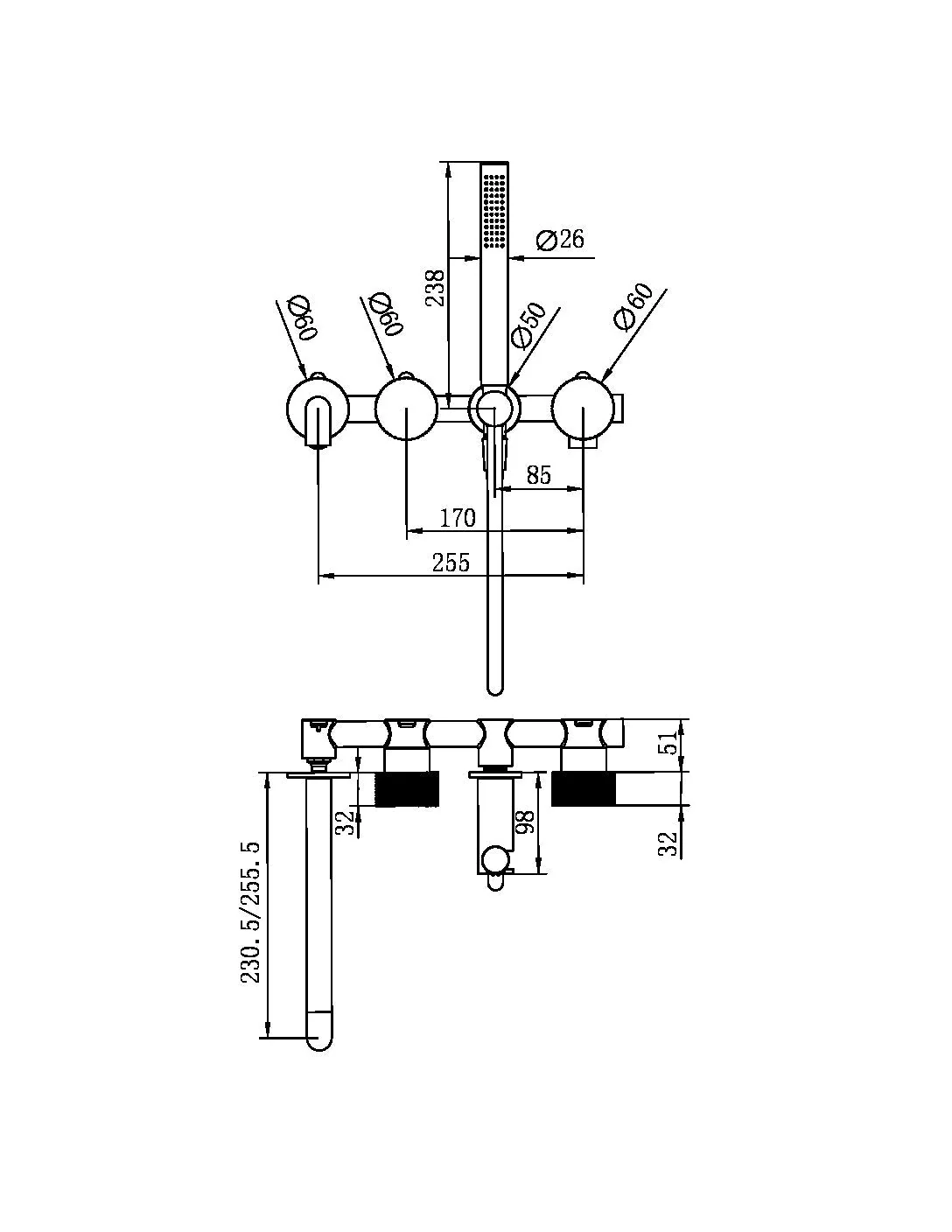 Nero Opal Progressive Shower System Separate Plate With Spout (Trim Kit Only) - Brushed Nickel - Image 2