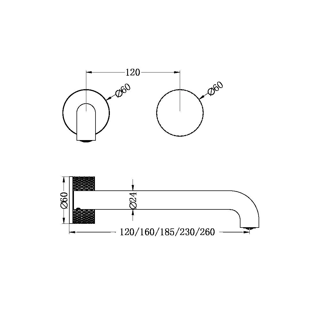 Nero Opal Progressive Wall Basin/Bath Set - Graphite - Image 4