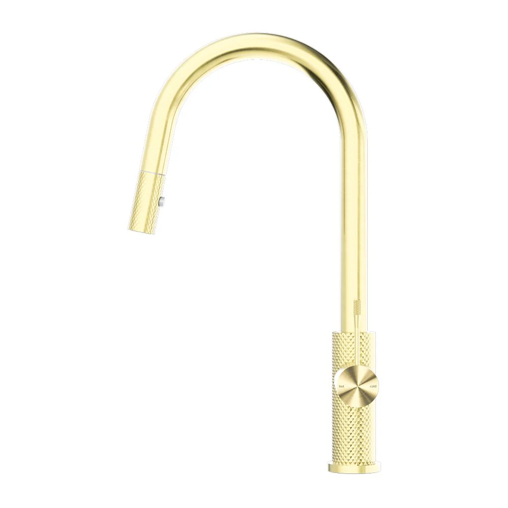 Nero Opal Pull Out Sink Mixer With Vegie Spray Function - Brushed Gold - Image 2
