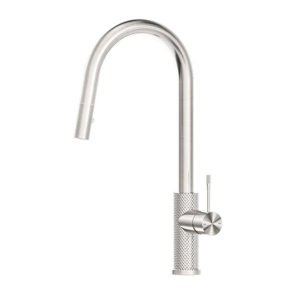 Nero Opal Pull Out Sink Mixer With Vegie Spray Function - Brushed Nickel