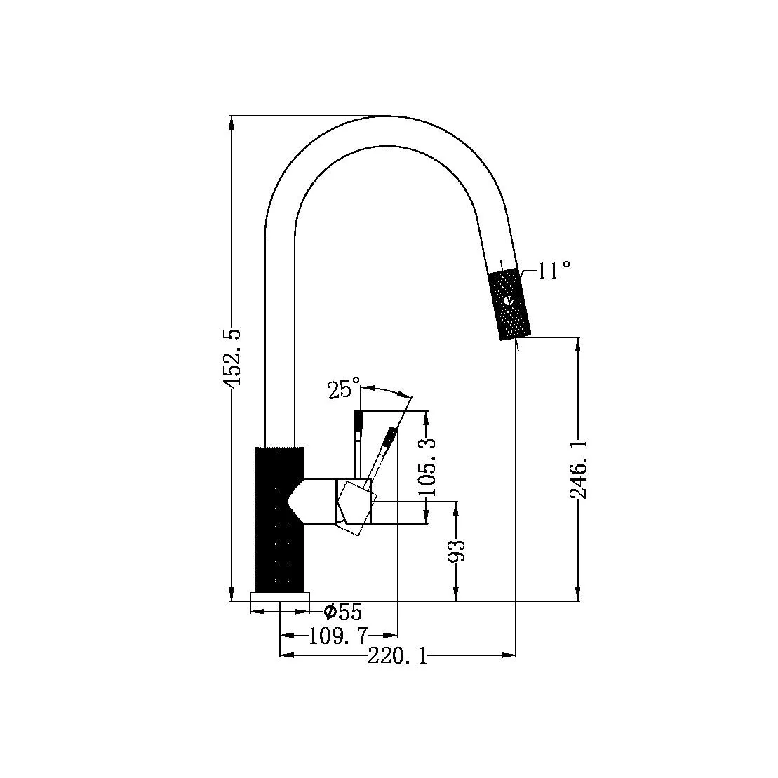 Nero Opal Pull Out Sink Mixer With Vegie Spray Function - Brushed Nickel - Image 4