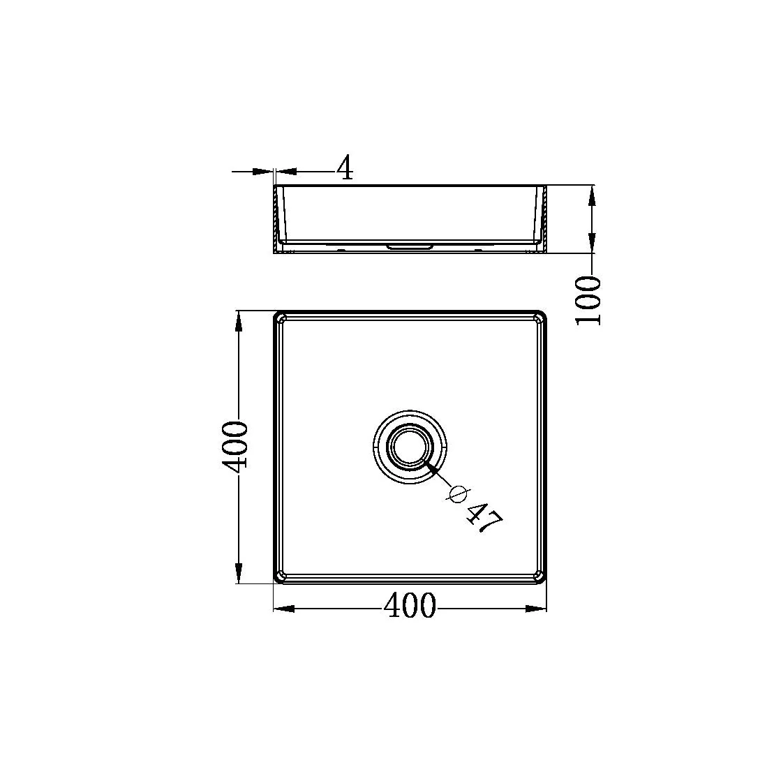 Nero Opal Square 400mm Stainless Steel Basin - Graphite - Image 2
