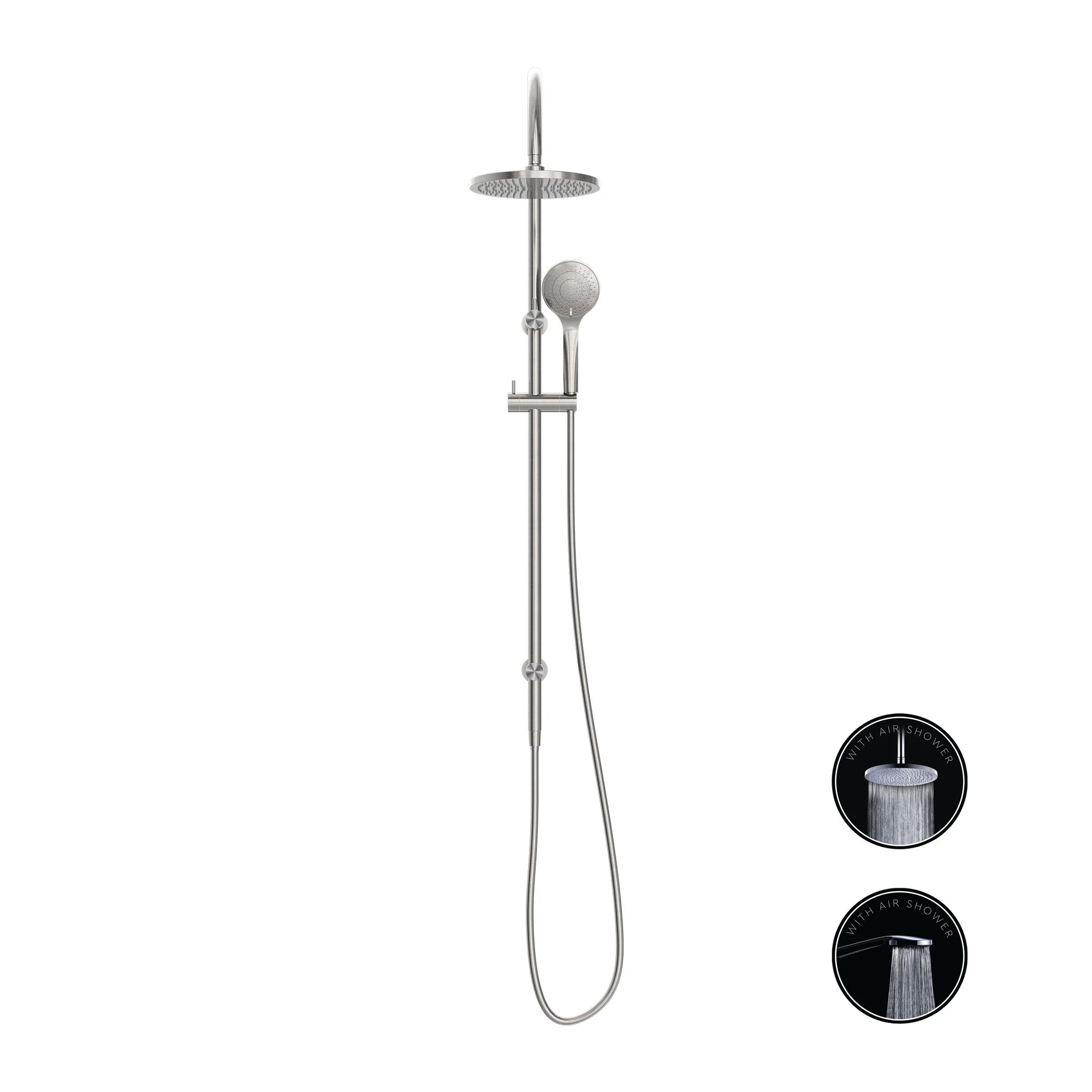 Nero Opal Twin Shower With Air Shower - Brushed Nickel - Image 3