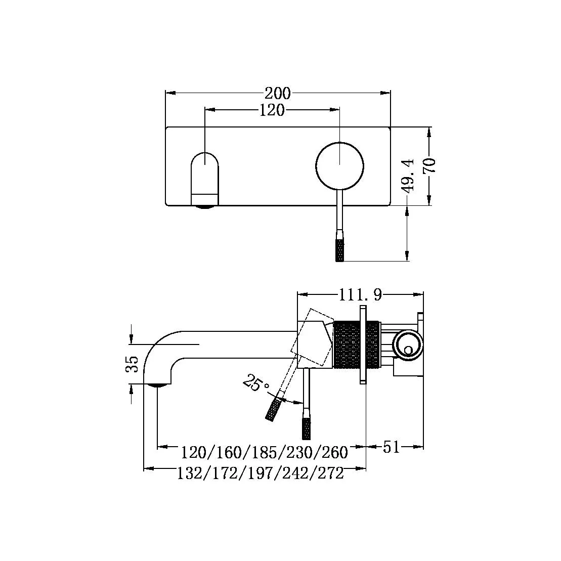 Nero Opal Wall Basin/Bath Mixer - Brushed Bronze - Image 5