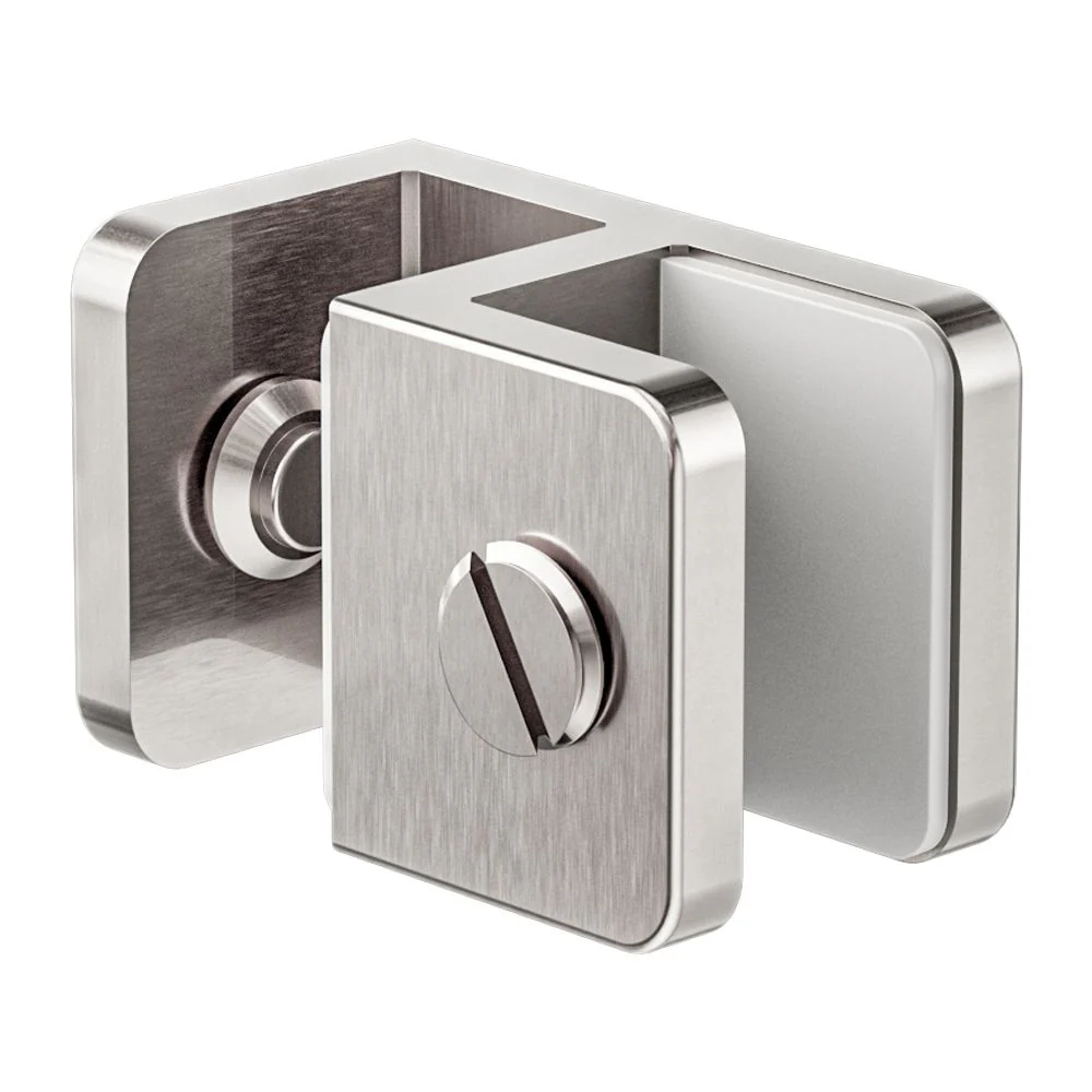 Nero Over-Panel Glass To Glass Fitting 10mm Glass - Brushed Nickel
