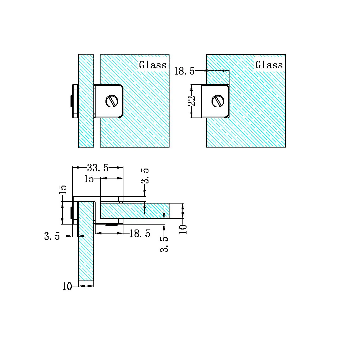 Nero Over-Panel Glass To Glass Fitting 10mm Glass - Chrome - Image 2
