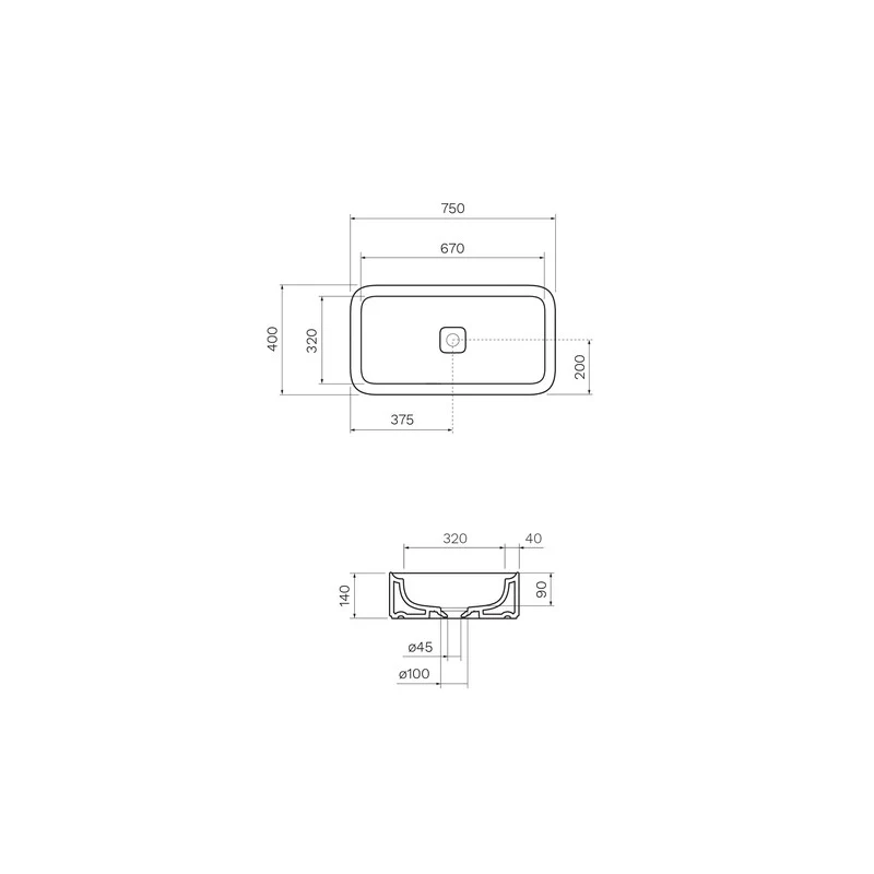 Parisi Cameo 750 x 400 Bench Basin - Matt Black - Image 2