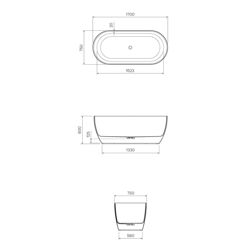 Parisi Elli II 1500 / 1700 Freestanding Bath - Image 4