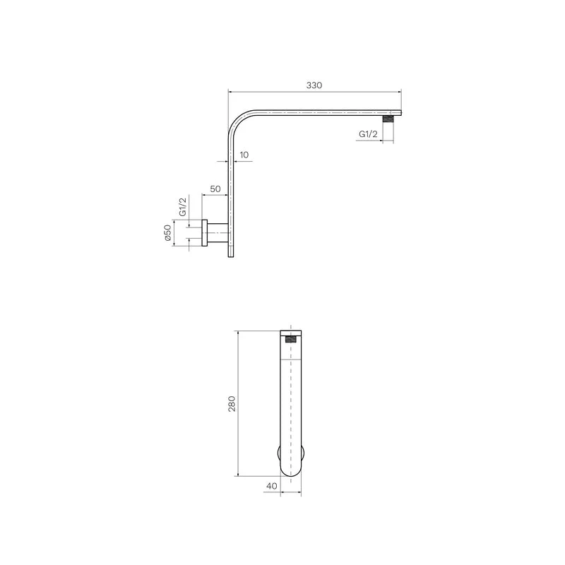 Parisi Elli II High Rise Wall Shower Arm - Chrome - Image 2