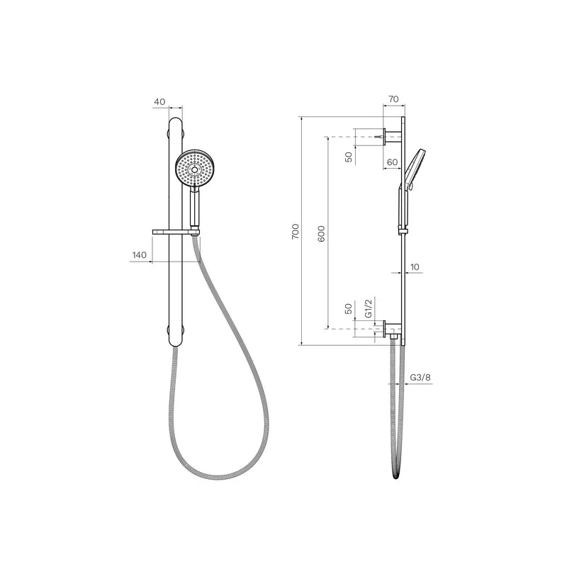 Parisi Elli II Sliding Rail with Hand Shower - Brushed Nickel - Image 2