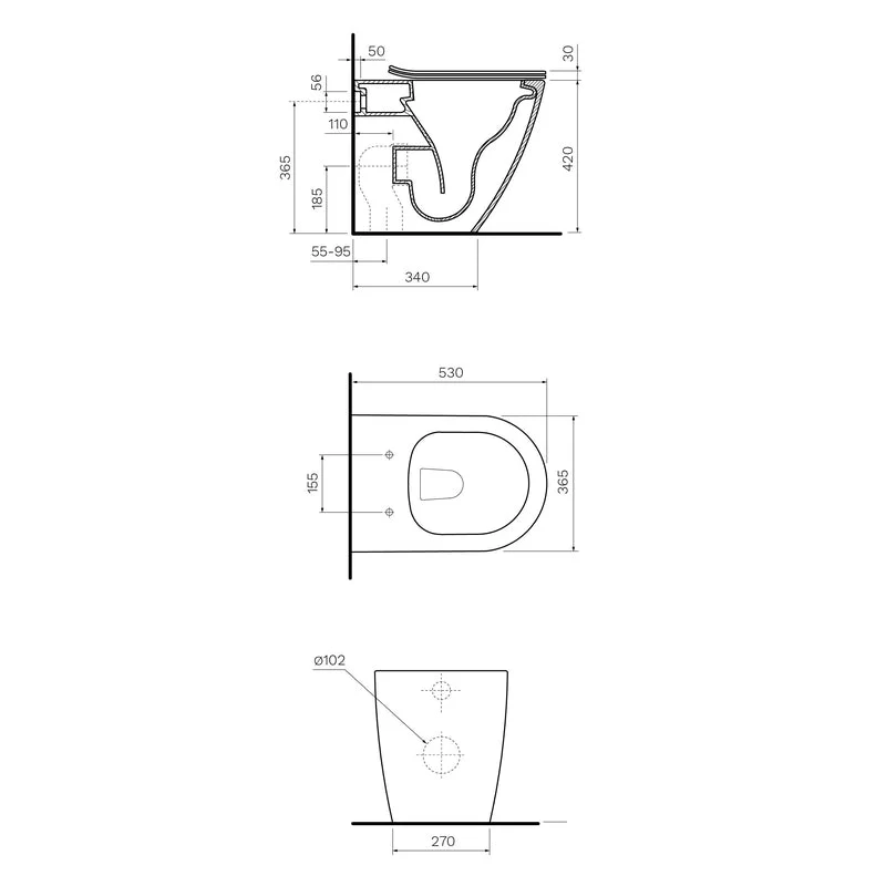 Parisi Ellisse MKII Rimless Wall Faced Toilet Pan - Image 2
