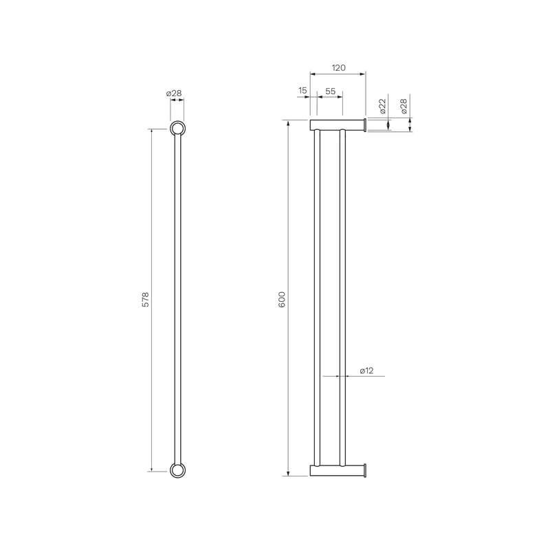 Parisi Envy 600mm Double Towel Rail - Fucile - Image 2