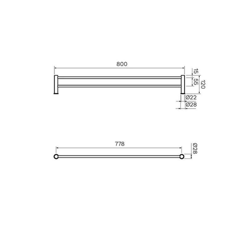 Parisi Envy 800mm Double Towel Rail - Matt Black - Image 2