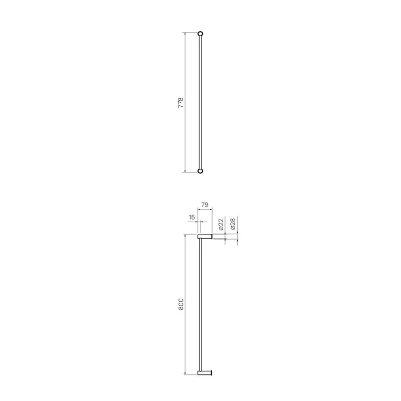 Parisi Envy 800mm Single Towel Rail - Matt Black - Image 2