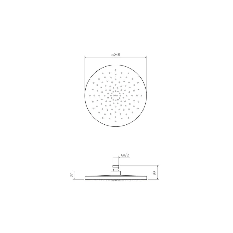Parisi Envy II Round Shower Head - Brushed Nickel - Image 2