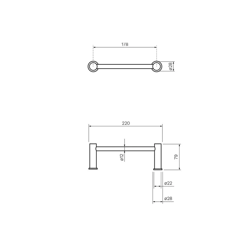 Parisi Envy Single Towel Rail 220mm - Fucile - Image 2