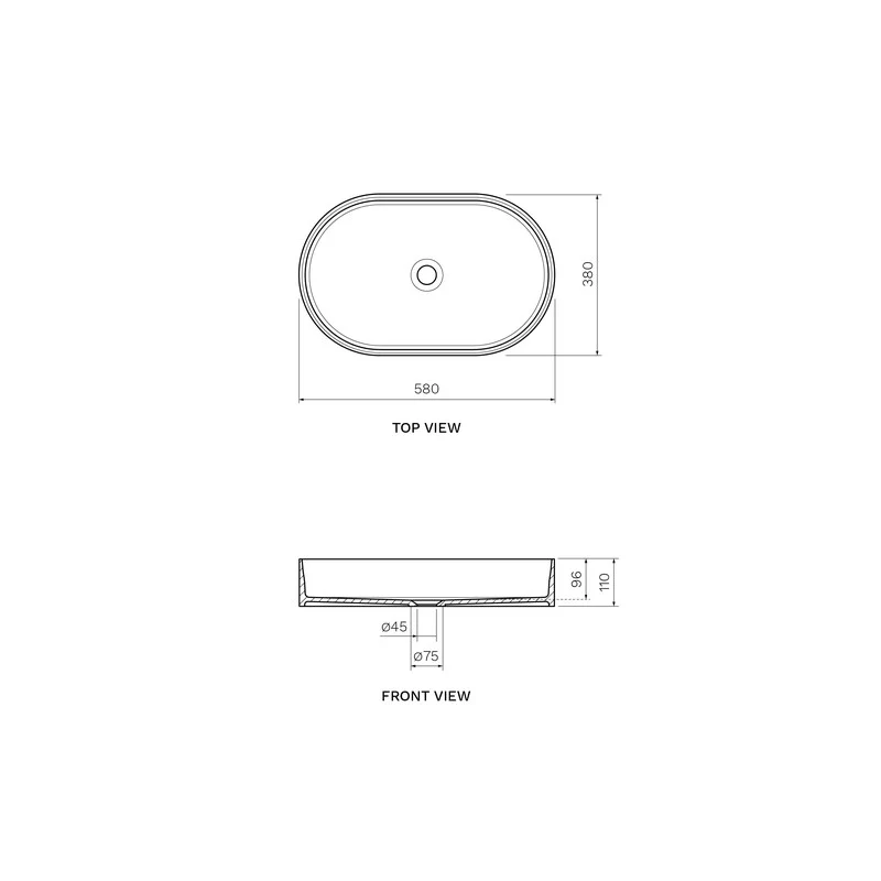 Parisi Fino Oval Solid Surface 58 Wash Basin - Image 2