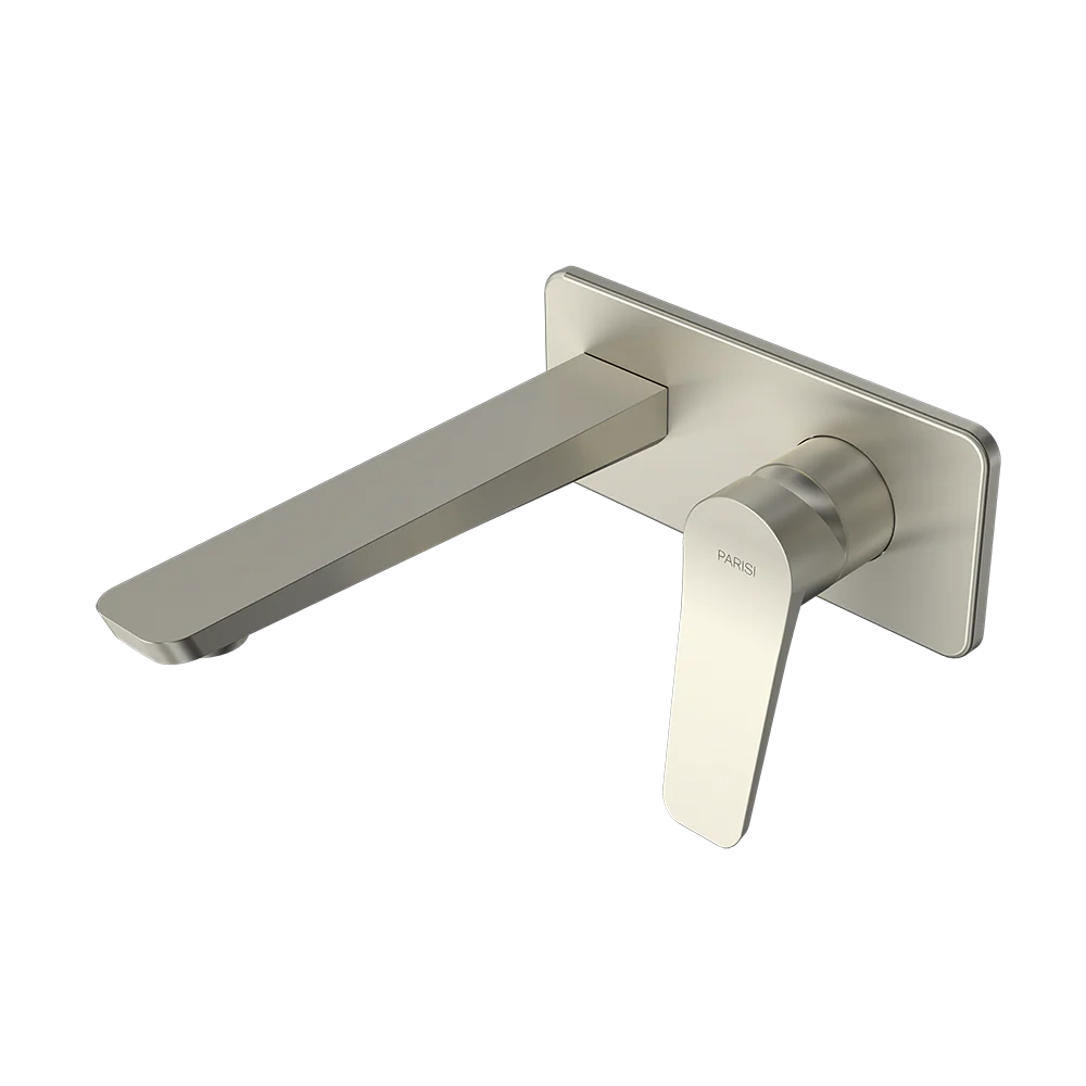 Parisi Float Wall Mixer with 180mm Spout on Plate - Brushed Nickel