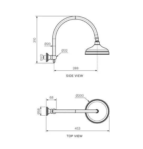 Parisi Hermitage Shower Head & Curved Arm - Image 2