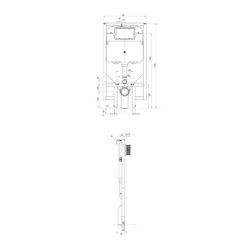 Parisi Inwall Concealed Cistern with Metal Frame - Image 2