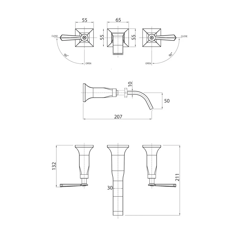 Parisi Jazz Lever Wall Basin Set with Spout - Image 2