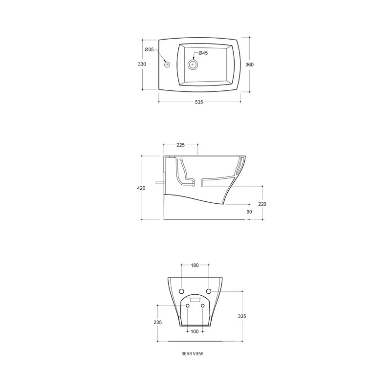 Parisi Jazz Wall Hung Bidet - White - Image 2