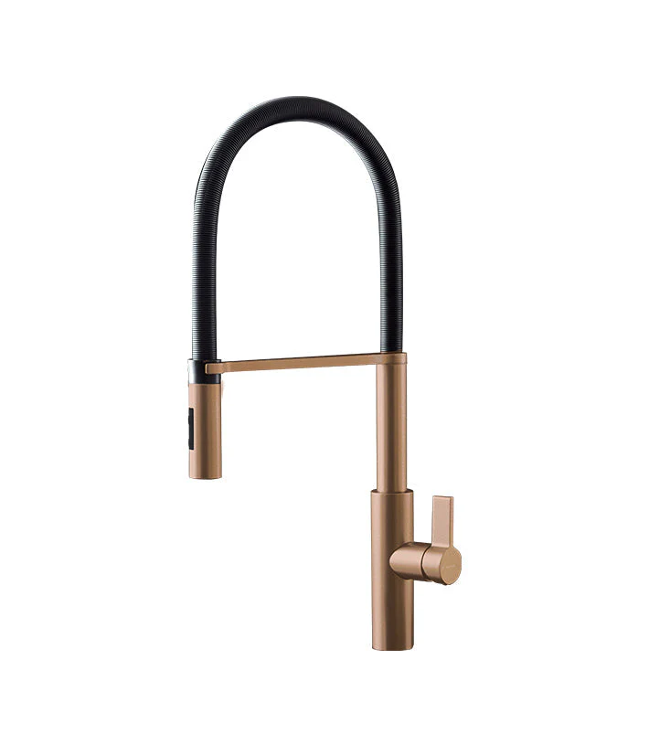 Parisi Libera Kitchen Mixer with Black Spring Spray - Copper Satin