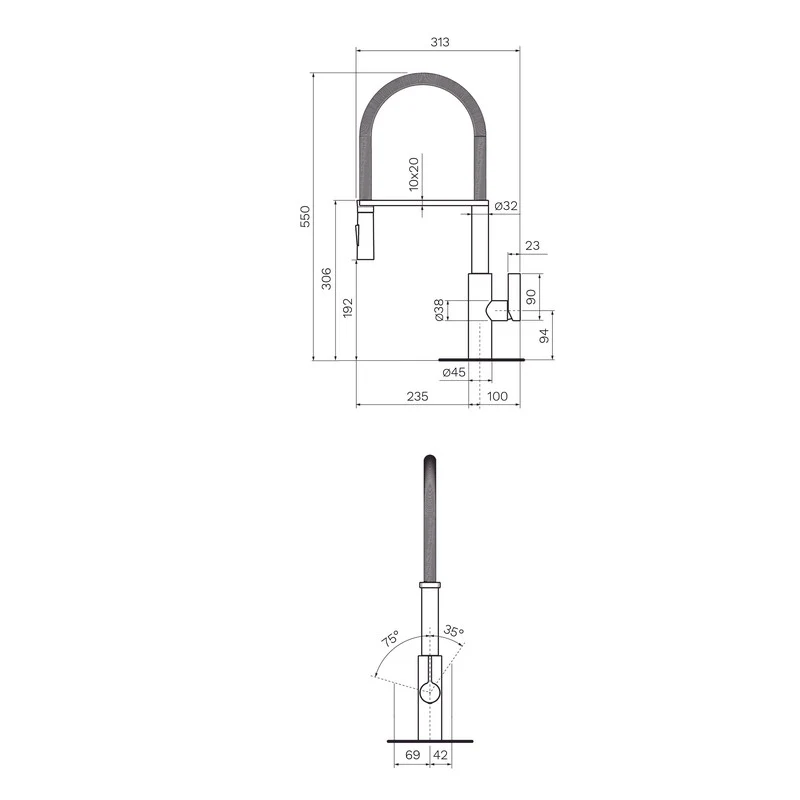 Parisi Libera Kitchen Mixer with Black Spring Spray - Copper Satin - Image 2