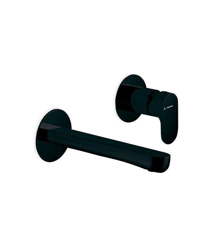 Parisi Linfa II Wall Basin Mixer with Spout - Matt Black