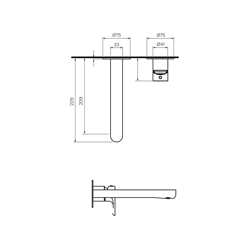 Parisi Linfa II Wall Basin Mixer with Spout - Matt Black - Image 2