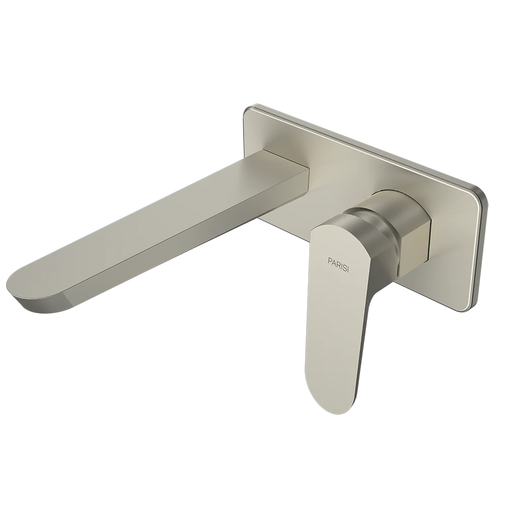 Parisi Loom Wall Mixer with 180mm Spout on Plate - Brushed Nickel