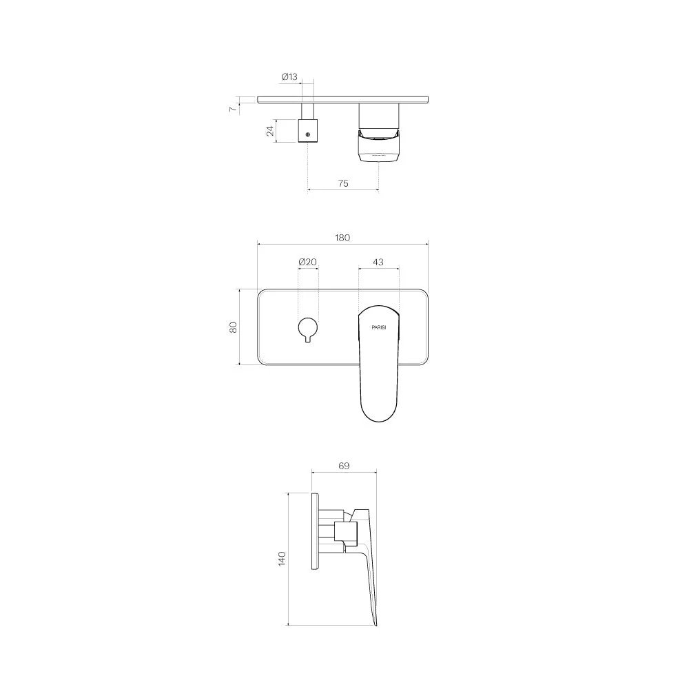 Parisi Loom Wall Mixer with 2-Way Diverter - Fucile - Image 2