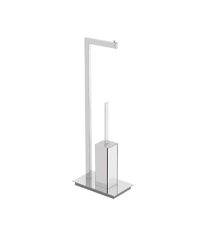 Parisi Quadro Freestanding Toilet Roll Holder and Brush Set