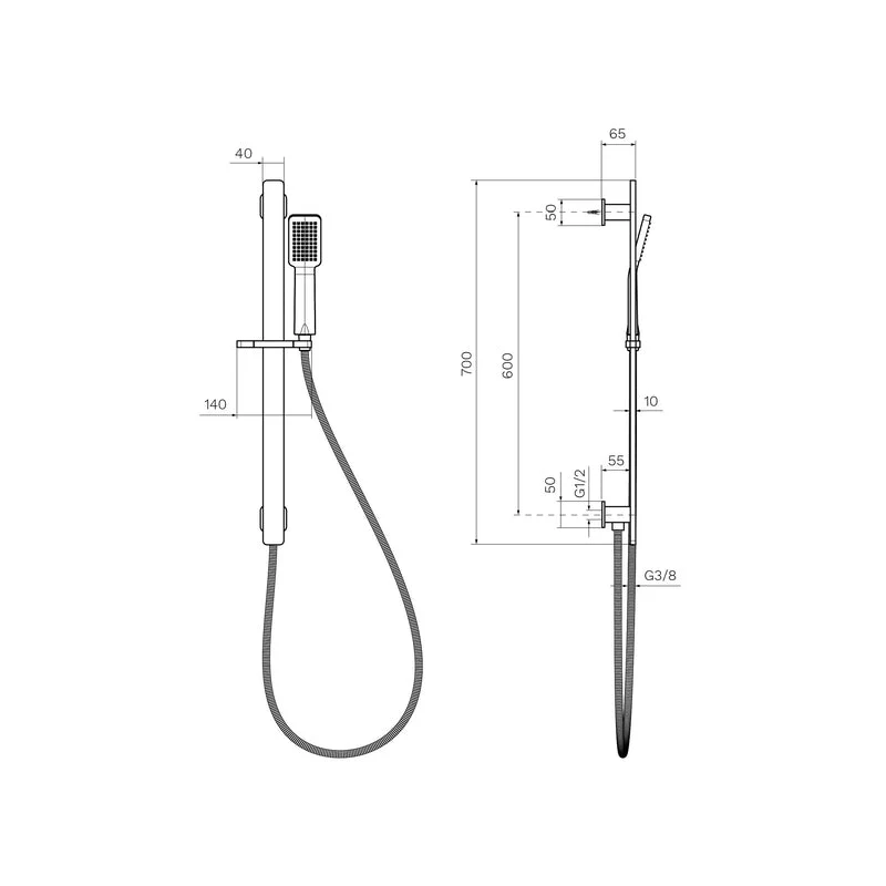 Parisi Quasar II Sliding Rail with Hand Shower - Chrome - Image 2