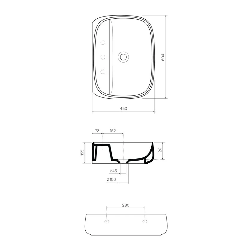 Parisi Seed 600 x 450 Wall Basin - Matt Black - Image 3