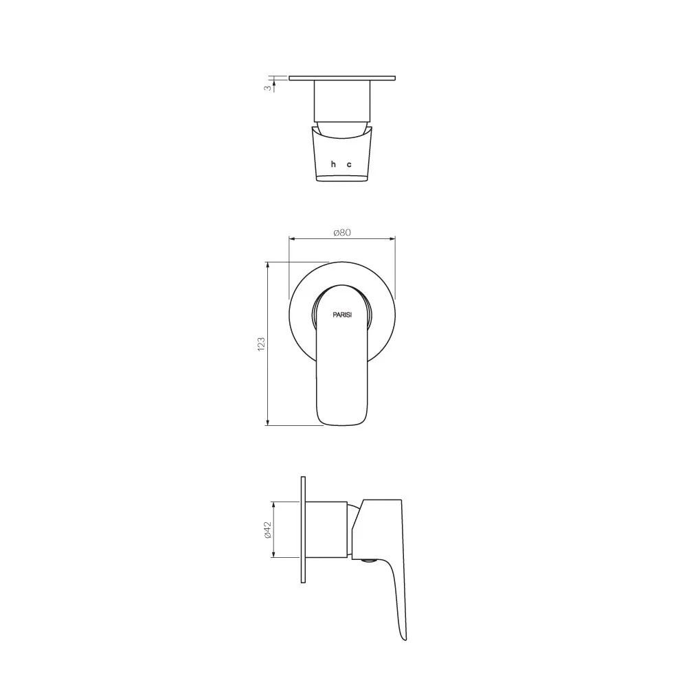 Parisi Slim II Wall Mixer - Matt Black - Image 2
